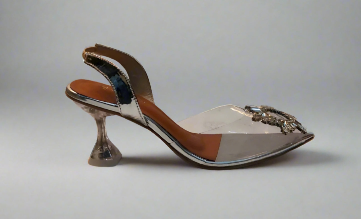 Crystal Embellished Transparent Gold Slingback Heels – Luxe Glass Heel Design