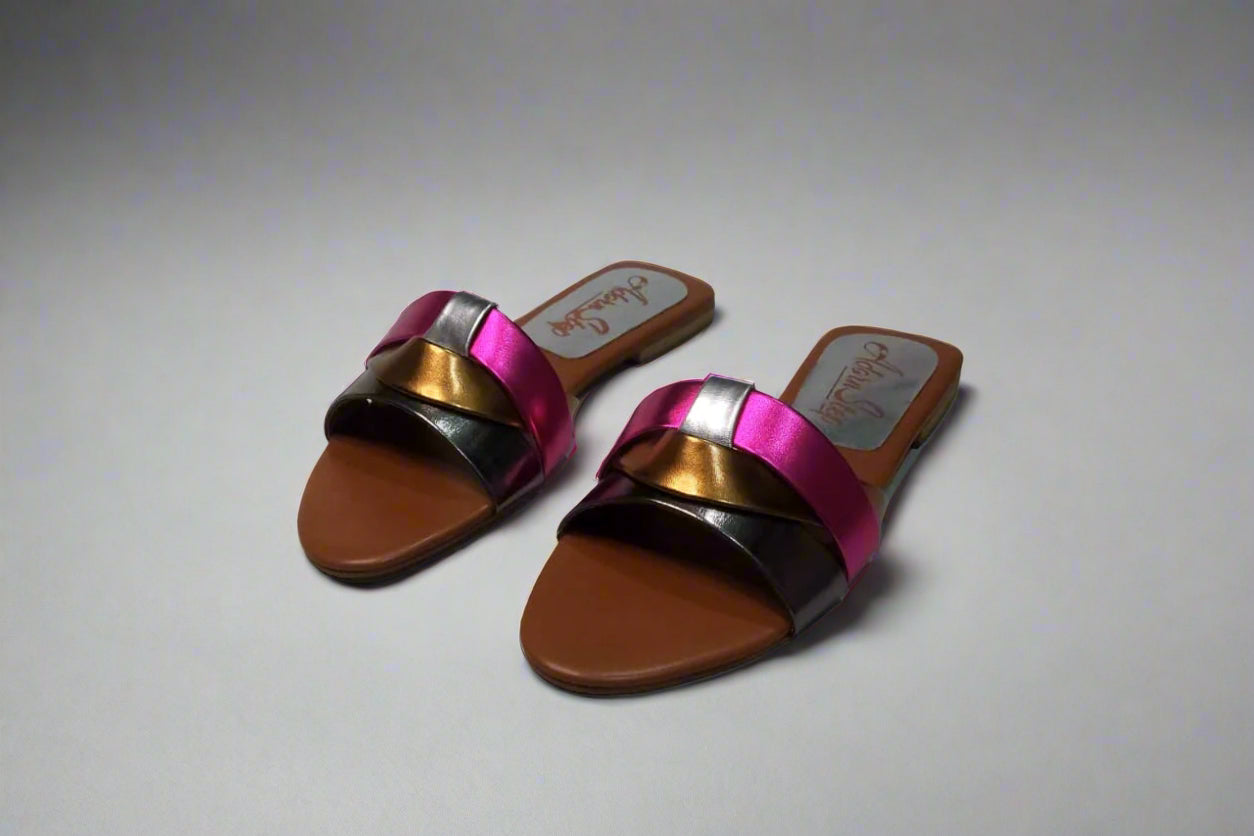 Trendy Double Strap Slip-On Sandals