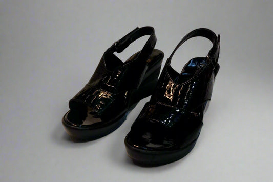 Black Patent Slingback Block Heels