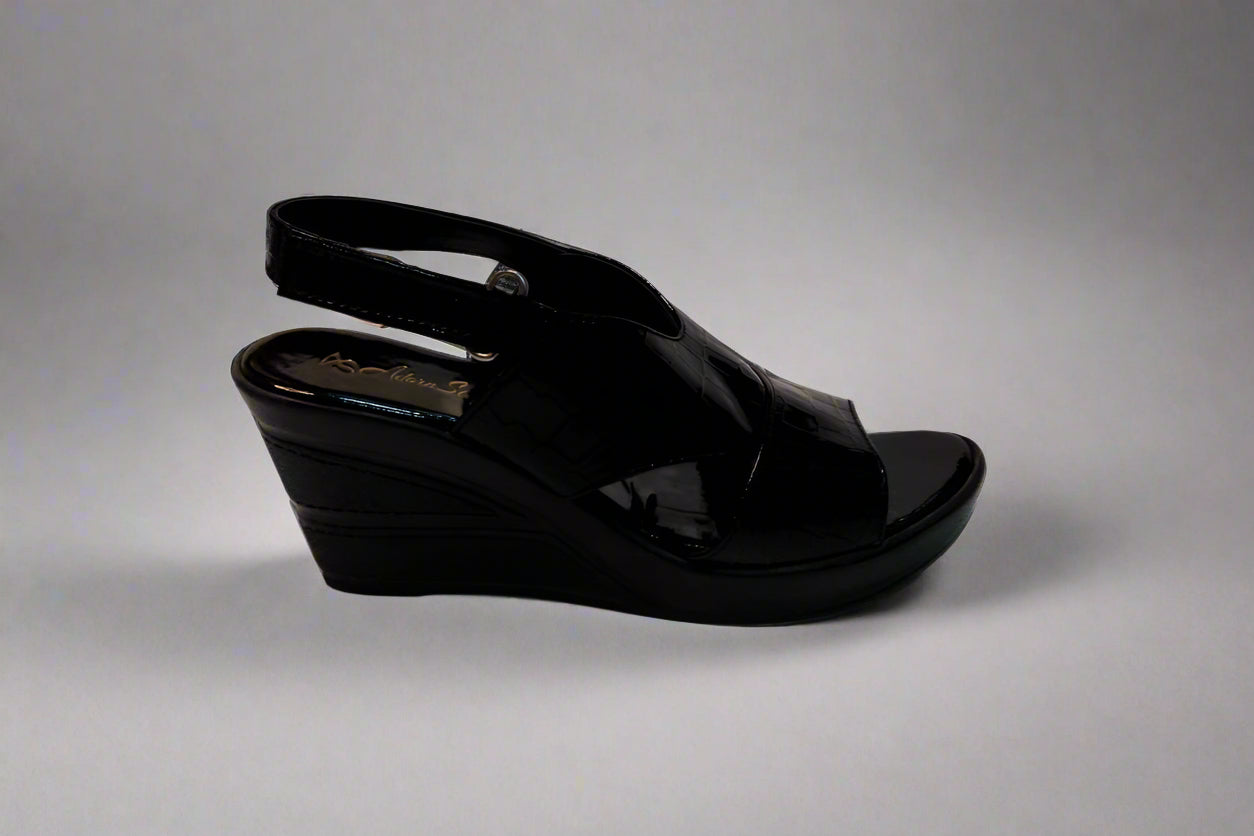 Black Patent Slingback Block Heels