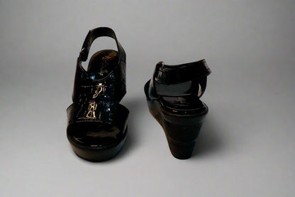 Black Patent Slingback Block Heels