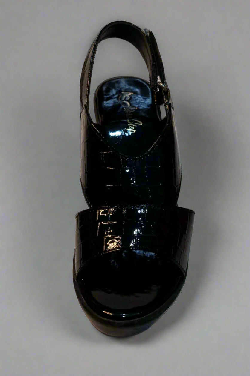 Black Patent Slingback Block Heels