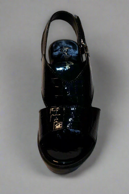 Black Patent Slingback Block Heels