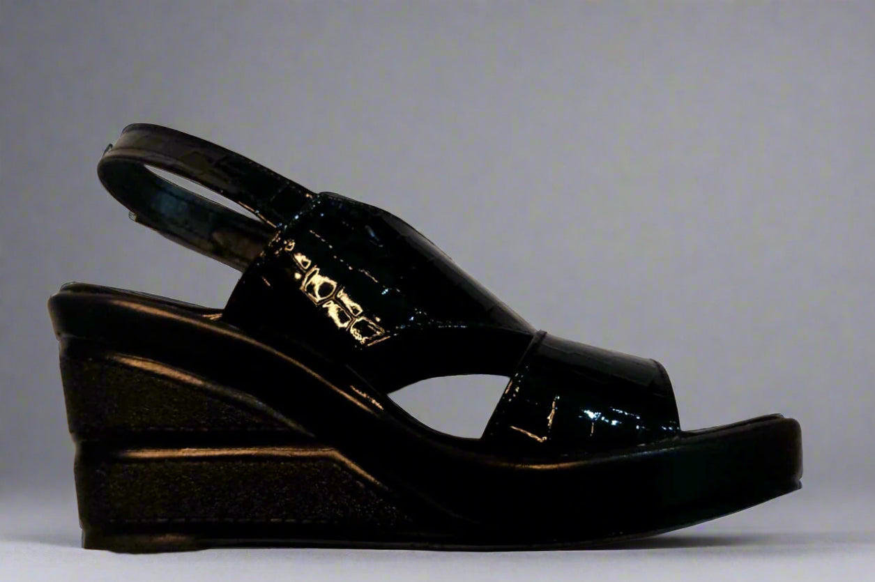 Black Patent Slingback Block Heels