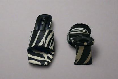 Zebra Chic Block Heel Slides – Bold & Stylish Statement Footwear