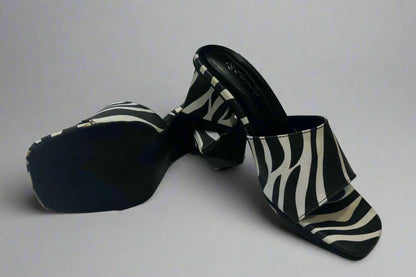 Zebra Chic Block Heel Slides – Bold & Stylish Statement Footwear