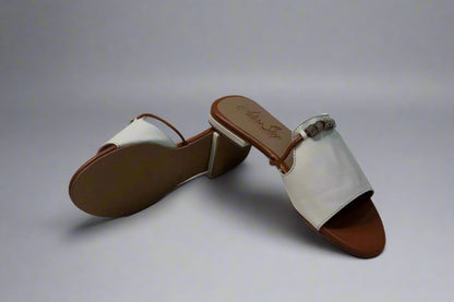 Twin Elegance: Black & White Rhinestone Buckle Slip-On Flats