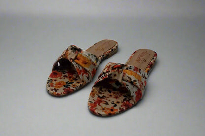 Floral Slip-On Flats – Soft Cushioned Sole with Cross-Knot Design