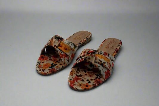 Floral Slip-On Flats – Soft Cushioned Sole with Cross-Knot Design