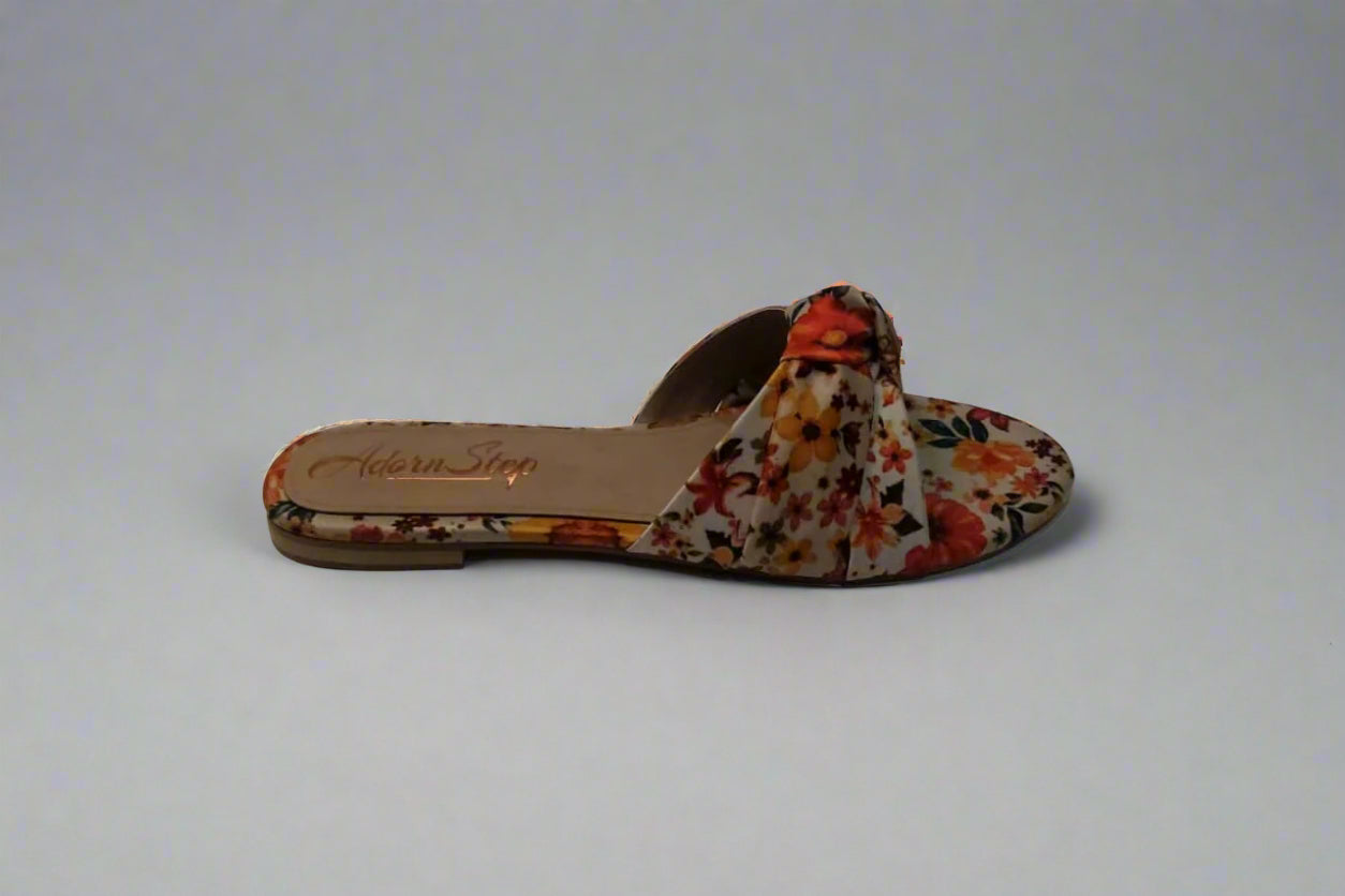 Floral Slip-On Flats – Soft Cushioned Sole with Cross-Knot Design