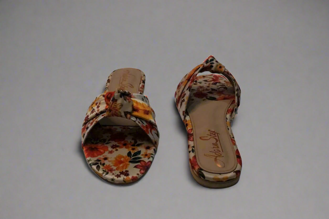 Floral Slip-On Flats – Soft Cushioned Sole with Cross-Knot Design